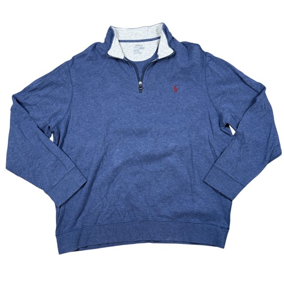 Polo Ralph Lauren Performance Sweater Mens XL Blue Half-Zip Pullover - Picture 1 of 5